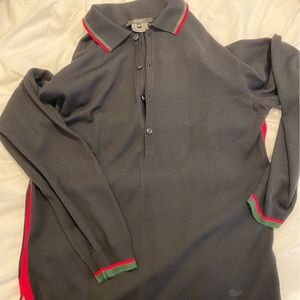 Gucci sweater. Button up. Collar. Silk.